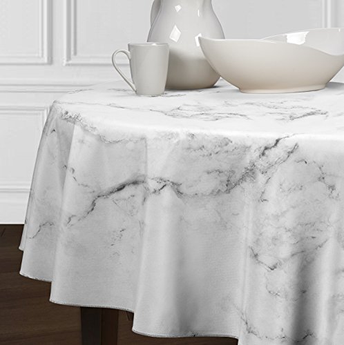 Black Grey and White Modern Contemporary Marble Tablecloths Dining Room Kitchen Round 72