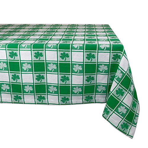 DII St Patricks Day Collection Tabletop Tablecloth 60x84 Shamrock Check