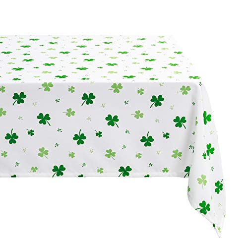 Hiasan Waterproof St Patricks Day Tablecloth Rectangle 60 x 84 Inch  Washable Shamrock Fabric Table Cloth for Spring and Outdoor Use