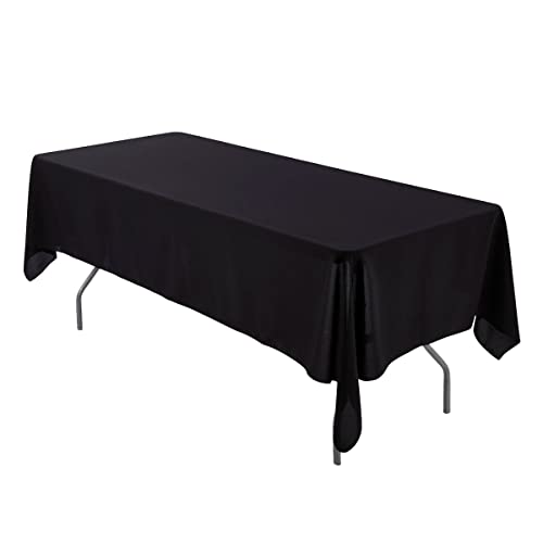 Leading Linens 10pcs 60 x 126 Inch Rectangular Polyester Cloth Fabric Linen Tablecloth  Wedding Reception Restaurant Banquet Party  Machine Washable  Choice of Color  Black