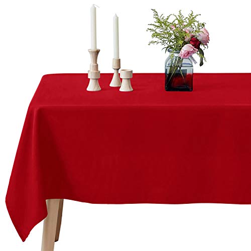 VEEYOO Rectangle Tablecloth  60 x 126 Inch Polyester Table Cloth for 6 Foot Table  Soft Washable Oblong Red Table Cloths for Wedding Parties Restaurant Dinner Buffet Table and More