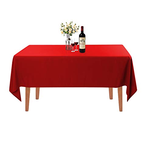 Waysle Rectangle Tablecloth  60 x 126 Inch  Red Rectangular Table Cloth for 8 Foot Table in Washable Polyester  Great for Wedding Restaurant Party Banquet Decoration