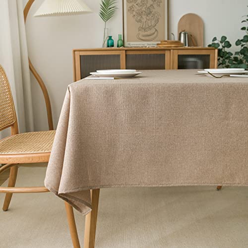 NLMUVW Faux Linen Rectangle Tablecloth Waterproof Wrinkle Resistant Textured Table Cloth Farmhouse Decorative Table Cover for Kitchen Dining and Party 54 x 78 Inch Nature