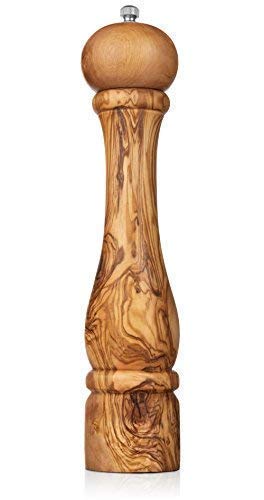 Gourmet Living Olive Wood Pepper Mill  625Inch Wooden Pepper Grinder with a Ceramic Grinding Mechanism  Each Unique Wooden Kitchen Tool is Enclosed in a Linen Bag