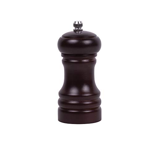 HIC Harold Import Co Adjustable Pepper Grinder Mill Rubberwood with Ceramic Grinding Mechanism 4Inch Espresso Color