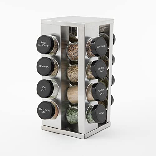 Kamenstein Heritage 16Jar Revolving Countertop Spice Rack Organizer with Free Spice Refills for 5 Years
