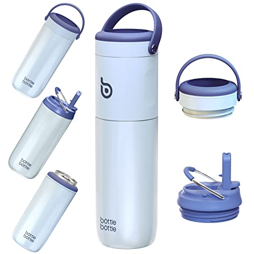 BOTTLE BOTTLE Insulated Water Bottle for Sports with Straw2 lids18oz 3IN1 Water Bottles for Slim Can Coolers and Kids Tumbler Stainless Steel Metal Bottles for Outdoor Activities(Blue)