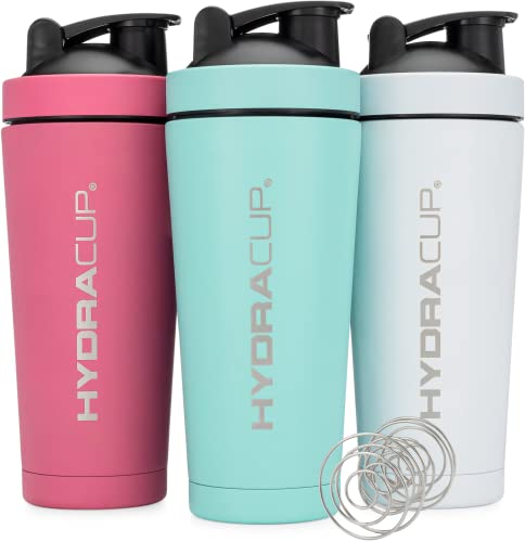 Hydra Cup  3 PACK Insulated Stainless Steel Shaker Bottle with Blenders Double Walled Vacuum Protein Mixes Shaker Cup Keep Hot  Cold Water Pre Workout Bulk Value