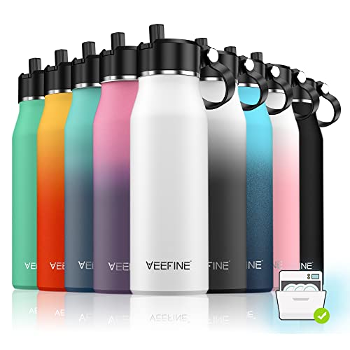VeeFine Insulated Water Bottle with Straw Dishwasher Safe Metal Water Bottle BPAFree Stainless Steel Water Bottles 203240oz for Hiking Camping and School