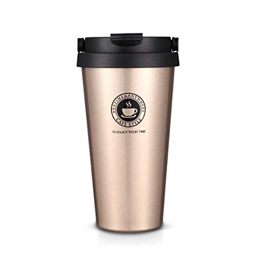 188 Stainless Steel Double Wall Vacuum Insulated Travel Coffee Mug with HandlePortable Thermal CupWide Mouth Tumbler with Leak Proof Lid17ozChampagne