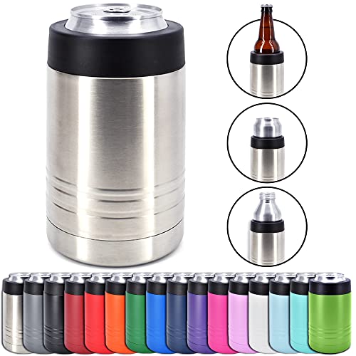 Clear Water Home Goods 4in1 Stainless Steel 12 oz Double Wall Vacuum Insulated Can or Bottle Cooler Keeps Beverage Cold for Hours  Also Fits 16 oz Cans  Stainless Steel