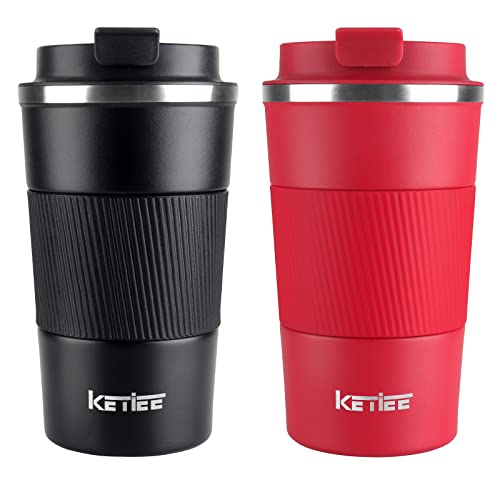 Insulated Travel Mug 12oz 2PCS Travel Coffee Mug Spill Proof with Seal Lid Reusable Coffee Mug to Go Thermo Coffee Tumbler Double Wall Vacuum Stainless Steel Coffee Cups for HotIce Coffee Tea