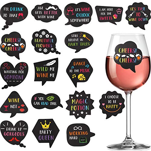 36 Pieces Wine Glass Drink Markers Funny Stickers for Wine Glasses Reusable Glass Stickers for Wine Tasting Party Wine Charms and Favors Dinner Party Wedding BBQ Pub