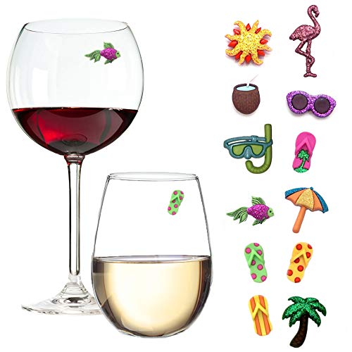 Beach Nautical Wine Glass Charms or Magnetic Markers for Making Your Drink Unique  Set of 12 Summer Glass Identifiers