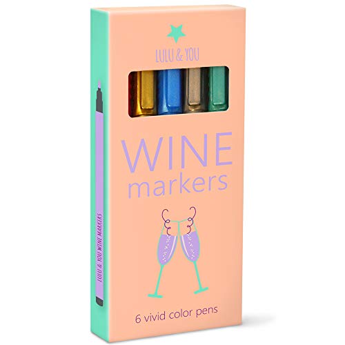 LuLu Wine Glass Markers  Metallic Colors 6 Pens Pack  Wine Charms Alternative
