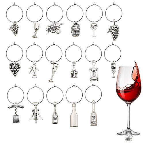 WOCRAFT 50 Sets Craft Supplies Wine Glass Charms Markers Wine Tasting Party Decoration Supplies Gift with 25mm Strong Stainless Steel Wine Glass Charm Rings (M30710575)