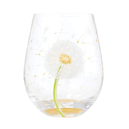 Enesco Designs by Lolita Dandelion Wish Artisan HandPainted Stemless Wine Glass 20 Ounce Multicolor