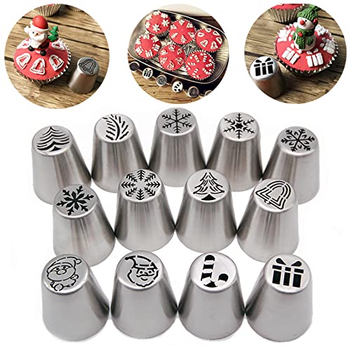 13PCS Christmas Flower Frosting TipFlower Frosting Tips Nozzles2022 The Newest Icing Tips for Cake Decorating Tips Kit Baking Supplies for Cookie Cupcake