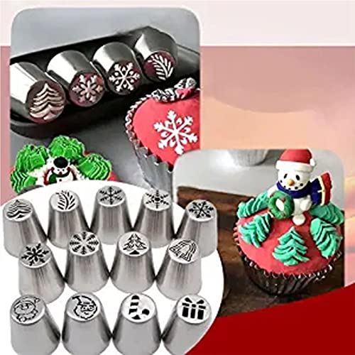 GESENMEI Christmas Flower Frosting TipIcing Piping Nozzles Tips Set Flower Cake Cupcake DecorationTips Kit Baking Supplies for Cupcake Birthday GiftsB