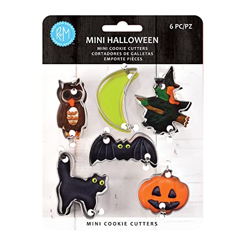 RM International Mini Halloween Cookie Cutters Bat Pumpkin Owl Moon Cat Flying Witch 6Piece Set