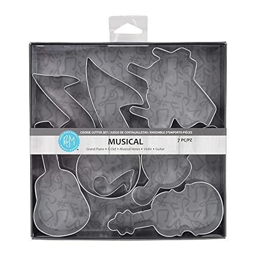 RM International Musical Cookie Cutters Piano 3 Music Notes G Clef Guitar Violin 6Piece Set