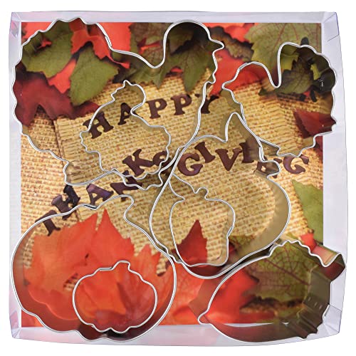 RM International Thanksgiving Harvest Cookie Cutters 2 Turkeys 2 Pumpkins 2 Apples Acorn Aspen Leaf 8Piece Set