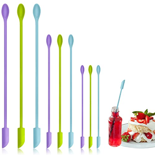 9 Pieces Mini Silicone SpatulaMakeup SpatulaSmall Silicone SpatulaThin Spatula Set for Skinny OpeningsAbnaok Tiny Scraper for JarKitchen BottlesCosmetic