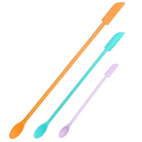 Silicone Mini Spatula Tiny Makeup Spatula Easily Scrape Silicone Makeup Spatula for Kitchen Glass Jar Storage Jar Bottles Cosmetic (3 Pack（multicolor）)