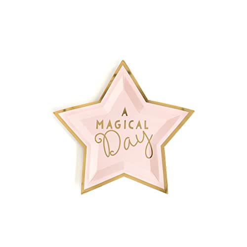 Minds Eye Bridal Shower Bachelorette Party Plates Paper Disposable Salad Plates Dessert Wedding Cake Appetizer Star Shaped Pink  Gold Foil Decorations 7 Inch Pk 16