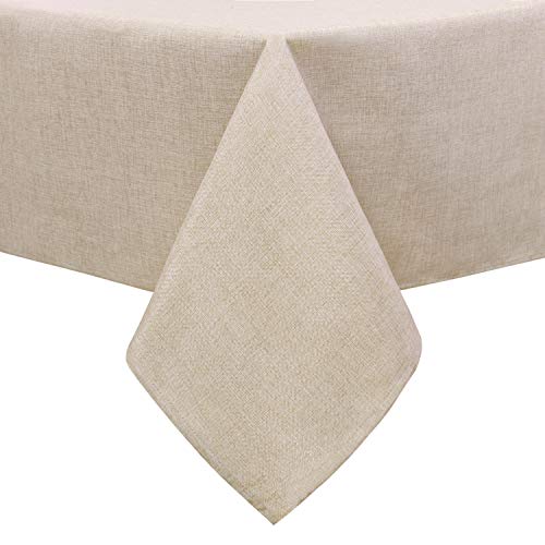 Hiasan Faux Linen Rectangle Tablecloth  Wrinkle and Stain Resistant Washable Tale Cloth for Kitchen Dining Room Holiday Table Cover for Party Dinner Beige 70 x 140 Inch