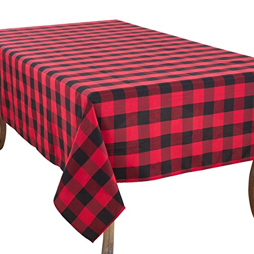 SARO LIFESTYLE Cotton Blend Buffalo Plaid Tablecloth 70 x 140 Red