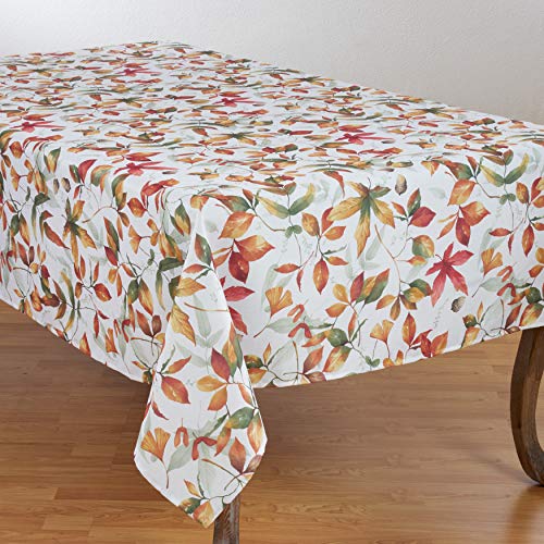 SARO LIFESTYLE Feuilles Collection SoftToned Polyester Tablecloth With Fall Leaves Design 70 x 140 Multi
