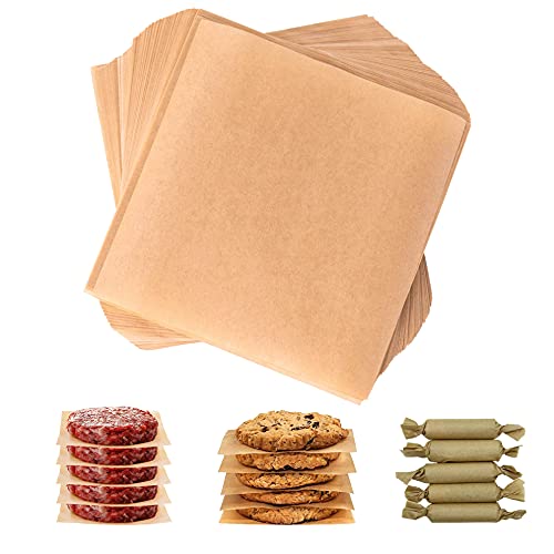 500 PCS Parchment Paper for Baking 4x4 Inches NonStick Square Precut Baking Parchment sheets for Separating Small Burger Patty Cookies Candy Wrapper