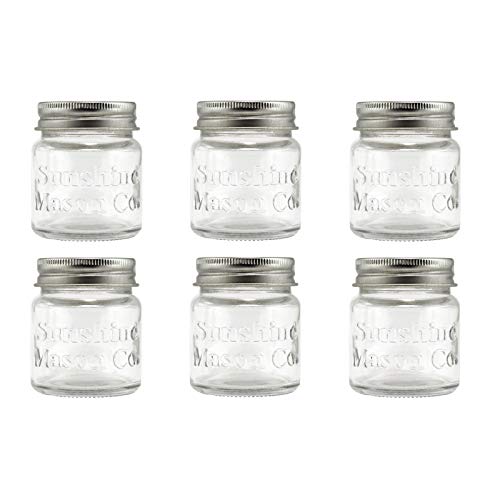 Sunshine Mason Co Mini Mason Jar Shot Glasses with Metal Lid 2 Ounces 6 Pieces