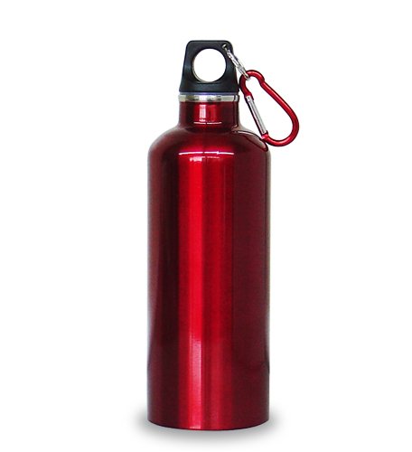 YAXELL Stainless Steel Portable Double Walled Bottle 152 fl oz (450 ml) Red (with Carabiner For Cold Insulation Only)