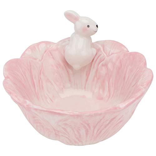 Angoily Easter Bunny Candy Bowl Ceramic Easter Rabbit Candy Dish Cabbage Shaped Fruit Salad Dessert Bowl Snack Serving Bowl Easter Rabbit Home Decoration ( Pink )