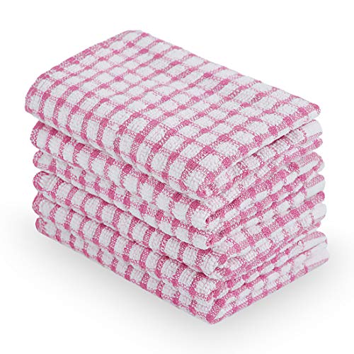 uxcell Cotton Terry Small Kitchen Dish Cloth Absorbent and Quick Drying Cleaning Dish Rags 15 x 105 Inches Pack of 6 Pink