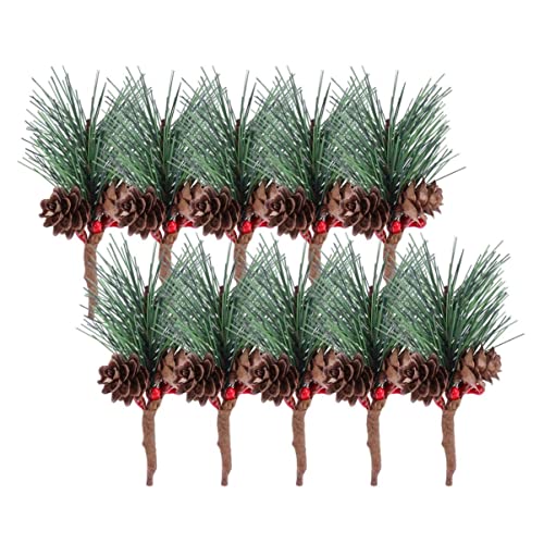 HEALLILY Artificial Pine Cone Picks Christmas Berries Pine Picks Needle Pine Picks Stems with Red Berries Pinecones for Xmas Holiday Party Home Christmas Tabletop Tree Flower Arrangements