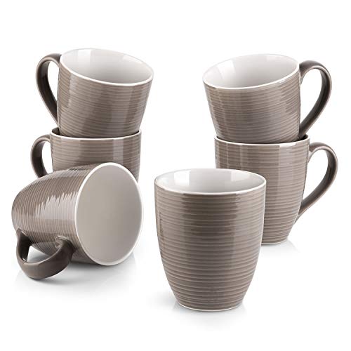 DOWAN Coffee Mugs Set 17 Oz Large Coffee Mug Set of 6 with Handle for Gift Ceramic Coffee Mug for Coffee Tea and Cocoa Large and Easy to Grip Mug Sets Brown