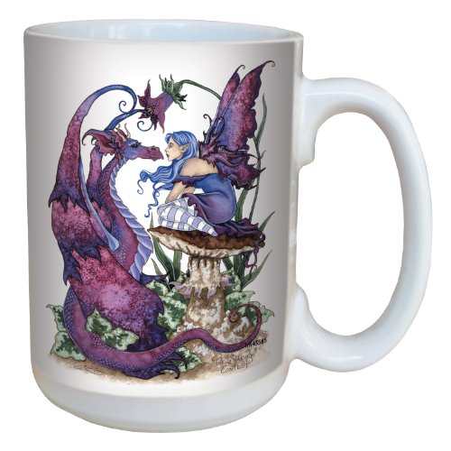 Fantasy The Staring Contest Fairy and Dragon Large 15Ounce Ceramic Coffee Mug Cup by Amy Brown  Fairies Gift  TreeFree Greetings lm43585