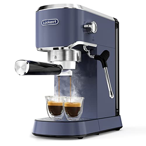 Espresso Machine Laekerrt 20 Bar Espresso Maker CMEP02 with Milk Frother Steamer Home Expresso Coffee Machine for Cappuccino and Latte (Navy Blue Stainless Steel) Gift for Coffee Lovers Father