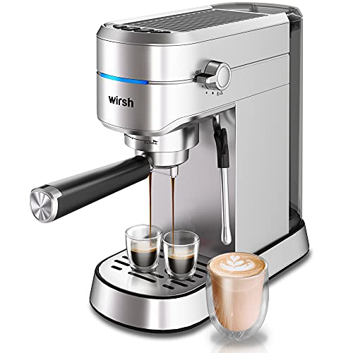 Wirsh Espresso Machine 15 Bar Espresso Maker with Commercial Steamer for Latte and Cappuccino Expresso Coffee Machine with 42 oz Removable Water Tank Full Stainless Steel