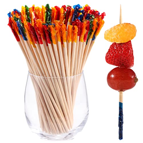 500 Pcs Cocktail Picks Sticks Frill Toothpicks for Appetizers 4 Inch Bamboo Skewers Fancy Appetizer Picks for Various Parties Colorful Tooth Picks for Fruit Drinks Sandwiches Party Supplies