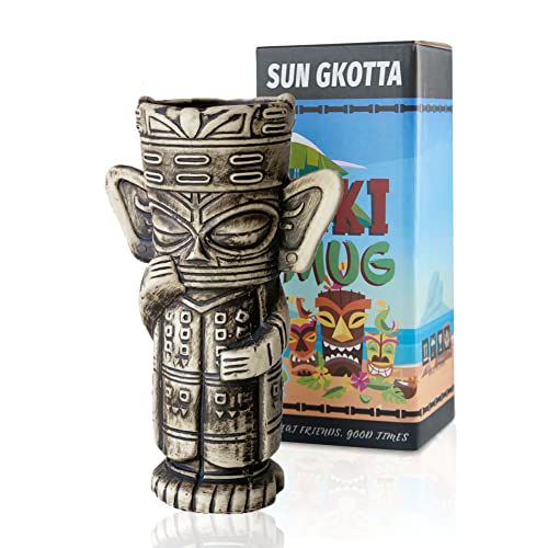 SUN GKOTTA Tiki Mugs Sanxingdui Shape Ceramic Mugs or Tiki Bar Professional Hawaiian Party Barware