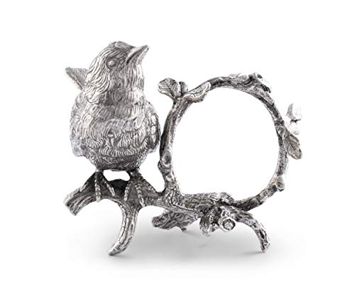 Vagabond House Pewter Metal Handcrafted Spring Song Bird Napkin Ring (Sold as Single Ring) Artisan Crafted Designer Rings 3 inch x 3 inch
