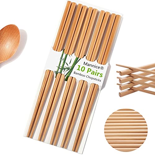 Chopsticks Reusable Chinese Natural Bamboo Chopsticks 9825cm Long Lightweight Wood Chopstick Set For Restaurant Eating Cooking 10 Pairs gift Sets Dishwasher Safe Japaness Style