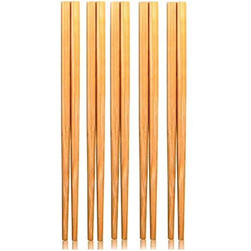 Luxxii 95 Natural Chinese Bamboo Wooden Chopsticks Set Reusable Classic Style Wood Chopsticks (5 Pairs)