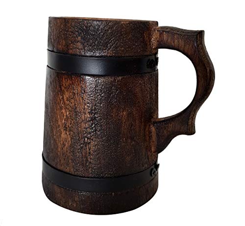 Ancient Wooden Beer Mug Tankard Stein Crafted Coffee Tea Mug Handmade