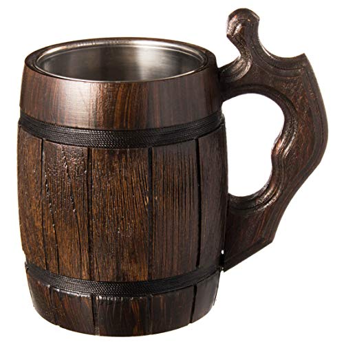 MyFancyCraft Handmade Beer  Mug Oak  Wood Dark Natural  EcoFriendly Wooden Tankard Gift Barrel  Cup