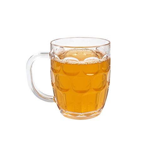 Plastic Beer Mugs 20 oz Dimple Stein German Beer Mug Dimpled Beer Tankards with Large Handle Clear Drinking Glasses DishwasherSafe BPA Free (Set of 8)